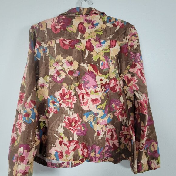 Christopher & Banks Floral Blazer Jacket Womens XL Cotton Blend Stretch Casual - Picture 2 of 9